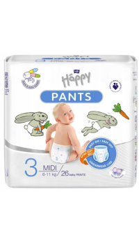 HAPPY PANTS Nr.3 Midi 6-11kg autiņbiksītes 26gb Polija (1/10)