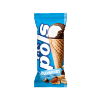 POLS Plombīrs saldējums vaf.konusā ar zemesriekstu drumst. Latvija 150ml/90g (1/35)