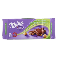 MILKA Whole Hazelnuts piena šokol. ar veseliem lazdu riekstiem Vācija 100g (1/17)