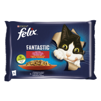 FELIX Fantastic kaķu konservs gaļas izlase želejā 4x85g (1/12) 