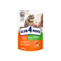 CLUB 4 PAWS Premium pilnvērt.kons.barība kaķiem ar vistas gaļu mērcē 100g(1/24)