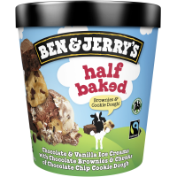 BEN&JERRY`S Half Baked šokol.,vaniļas sald.cepumu gab.Nīderlande 465ml/406g(1/8)