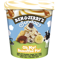 BEN&JERRY`S Sundae Oh My! sald. ar banānu biez.,šok.garšas karam.mērci 427ml/353g(1/8)