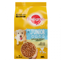 PEDIGREE JUNIOR pilnvērt. sausā barība kucēniem ar mājputniem un dārzeņiem 500g (1/12)