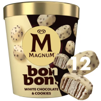 MAGNUM Bon Bon krējuma saldēj.baltās šokol.pārkl.ar kakao cep.mērci 204ml/168g(1/8)