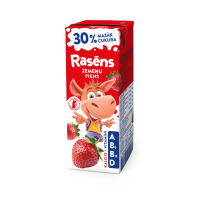 RASĒNS piens ar zemeņu piedevu,vitam.30% mazāk cukura Latvija 200ml(1/24) 180d