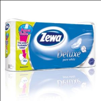 ZEWA Delux  Pure White  tualetes papīrs 3-kārt.8 ruļļi(1/5)