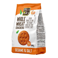 MILL DAY Whole Wheat Crackers pilngr. krekeri ar sezama sēklām un sāli 100g(1/28)