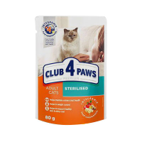 CLUB 4 PAWS Premium pilnvērt. barība steriliz.kaķiem ar vistas gaļu 80g (1/24)