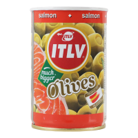 ITLV Olives Salmon zaļās olīvas pildītas ar laša pastu Spānija 300g/110g (1/6)