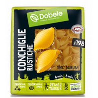 DOBELE Conhiglie Rustiche Nr.198 100% Durum gliemežvāki makaroni Latvija 500g(1/14)