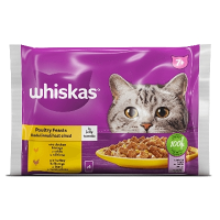 WHISKAS 7+ Pilnvērtīga barība kaķiem  mājputnu gaļas izlase Polija 4x85g (1/13)