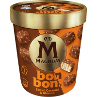 MAGNUM Bon Bon vaniļas saldējums ar sāļās karam.mērci,mandelēm 12gb 204ml/168g(1/8)