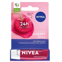 NIVEA Cherry Shine 24h mitrinošs lūpu kopšanas balzāms 4,8g (1/12)
