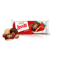 ROSHEN Lovita Strawberry cepumi ar zemeņu želejas pildījumu Ukraina 135g (1/21)